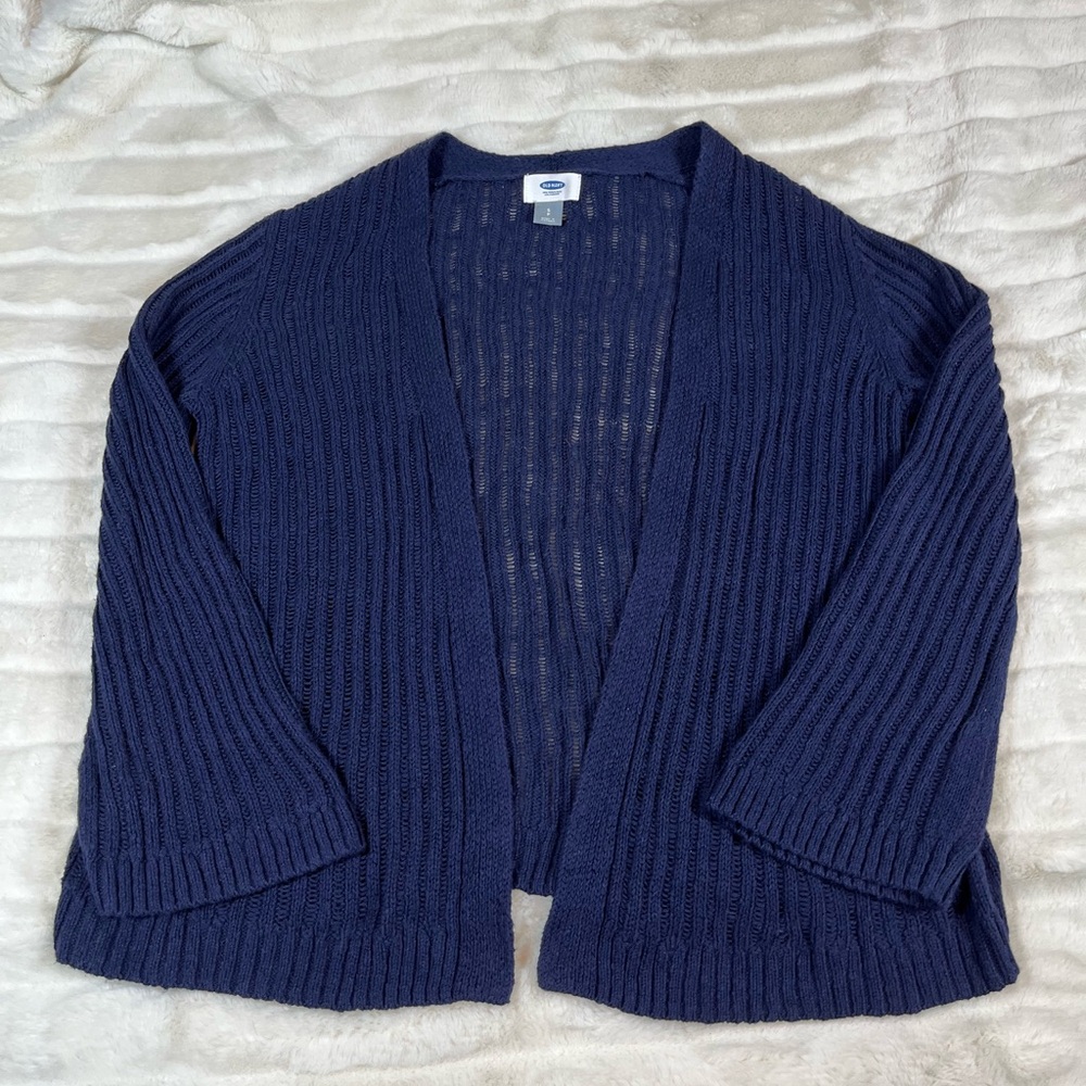 Old Navy S Dark Blue Sheer Open Flare Sleeve Cardigan Fall Office Preppy Work